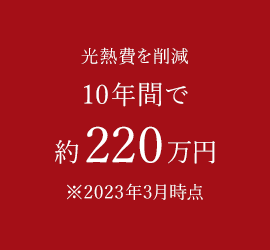 光熱費を削減10年間で約220万円※2023年3月時点