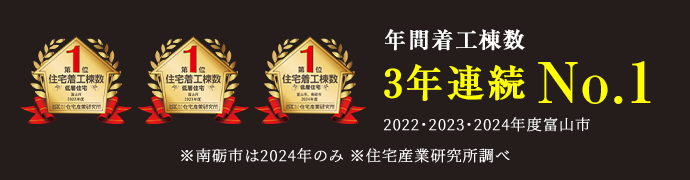 年間着工棟数 3年連続No.1