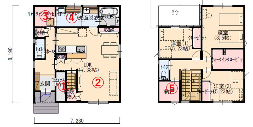 回遊動線が充実したセンターキッチンの家