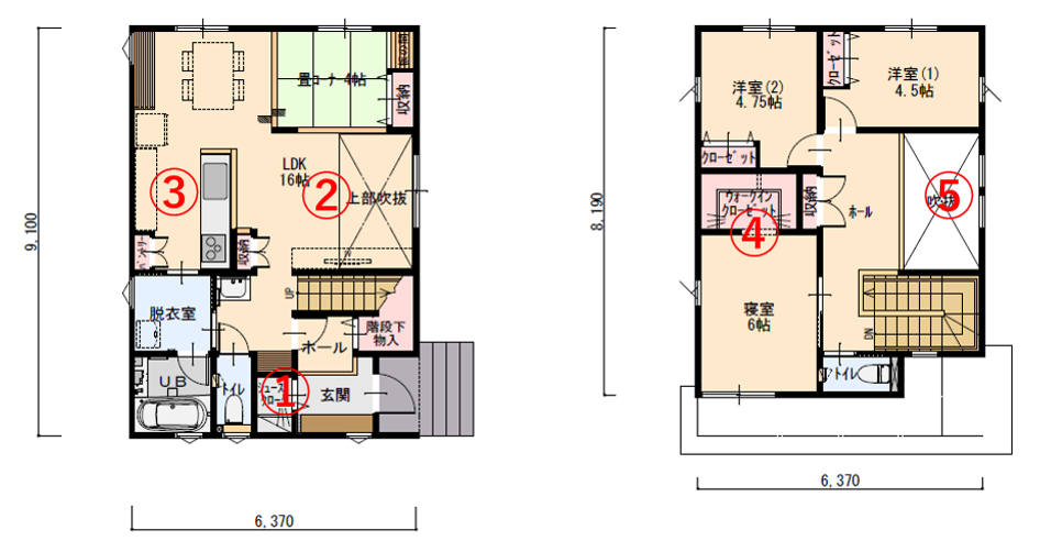 リビングに吹き抜けのある開放的な家