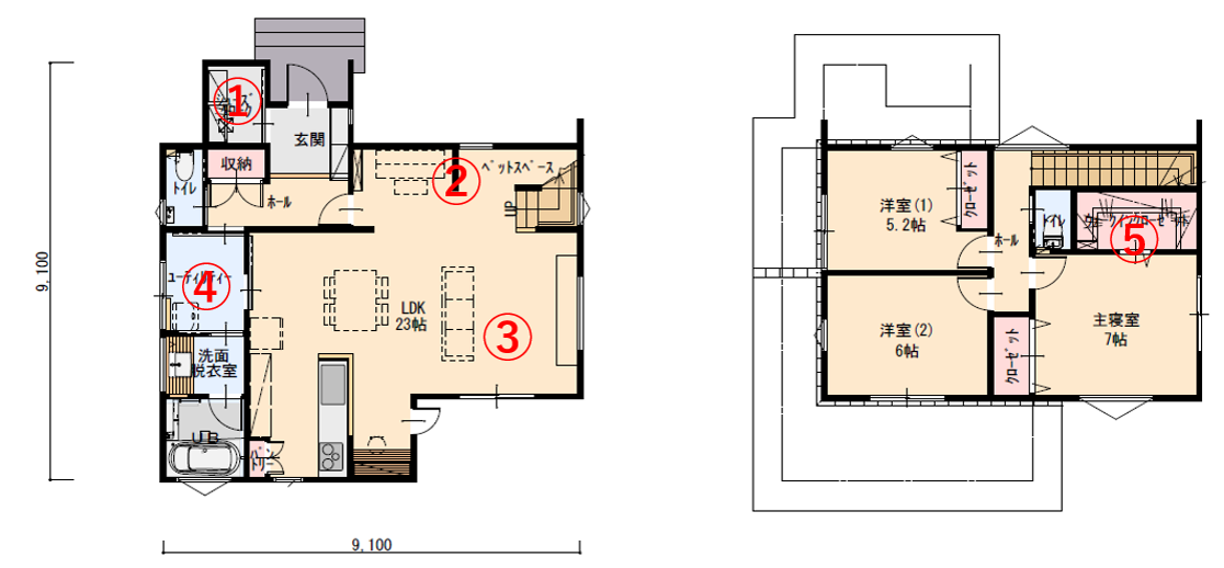ピアノスペースやペットスペース完備のお子様満足の家