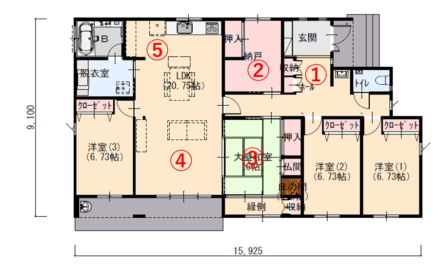 縁側で家族団らんできる平屋の家