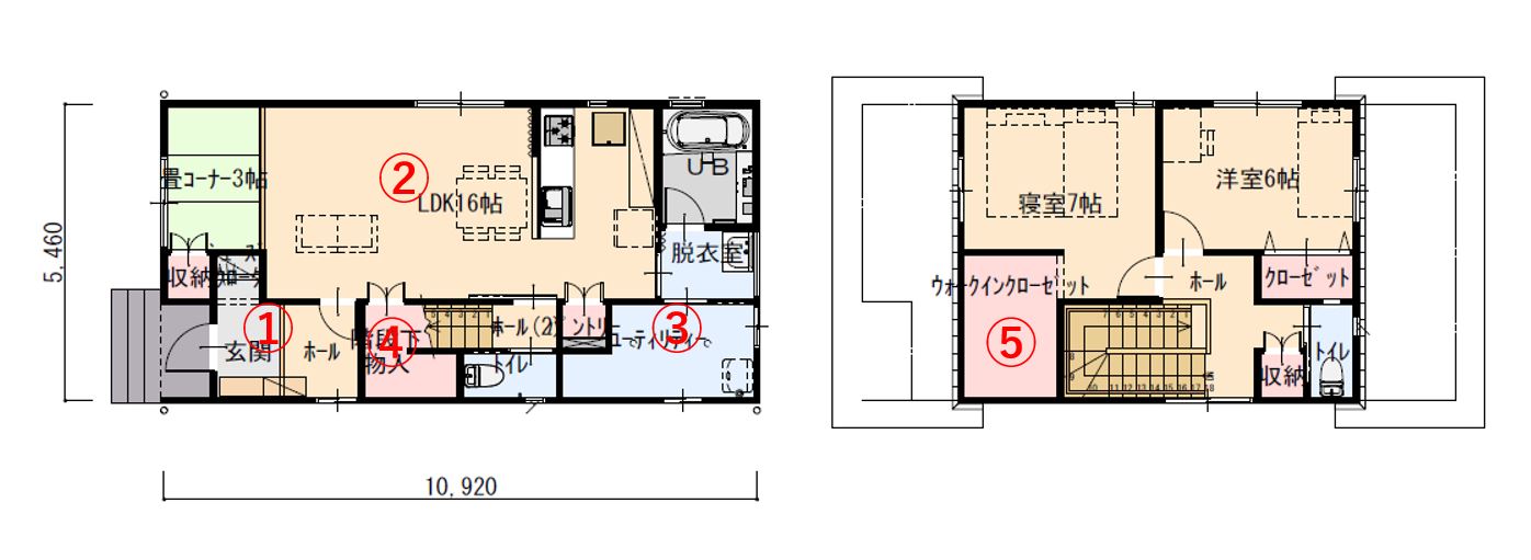 階段下収納のリビング収納、ウォークインクローゼットなど収納が充実の家