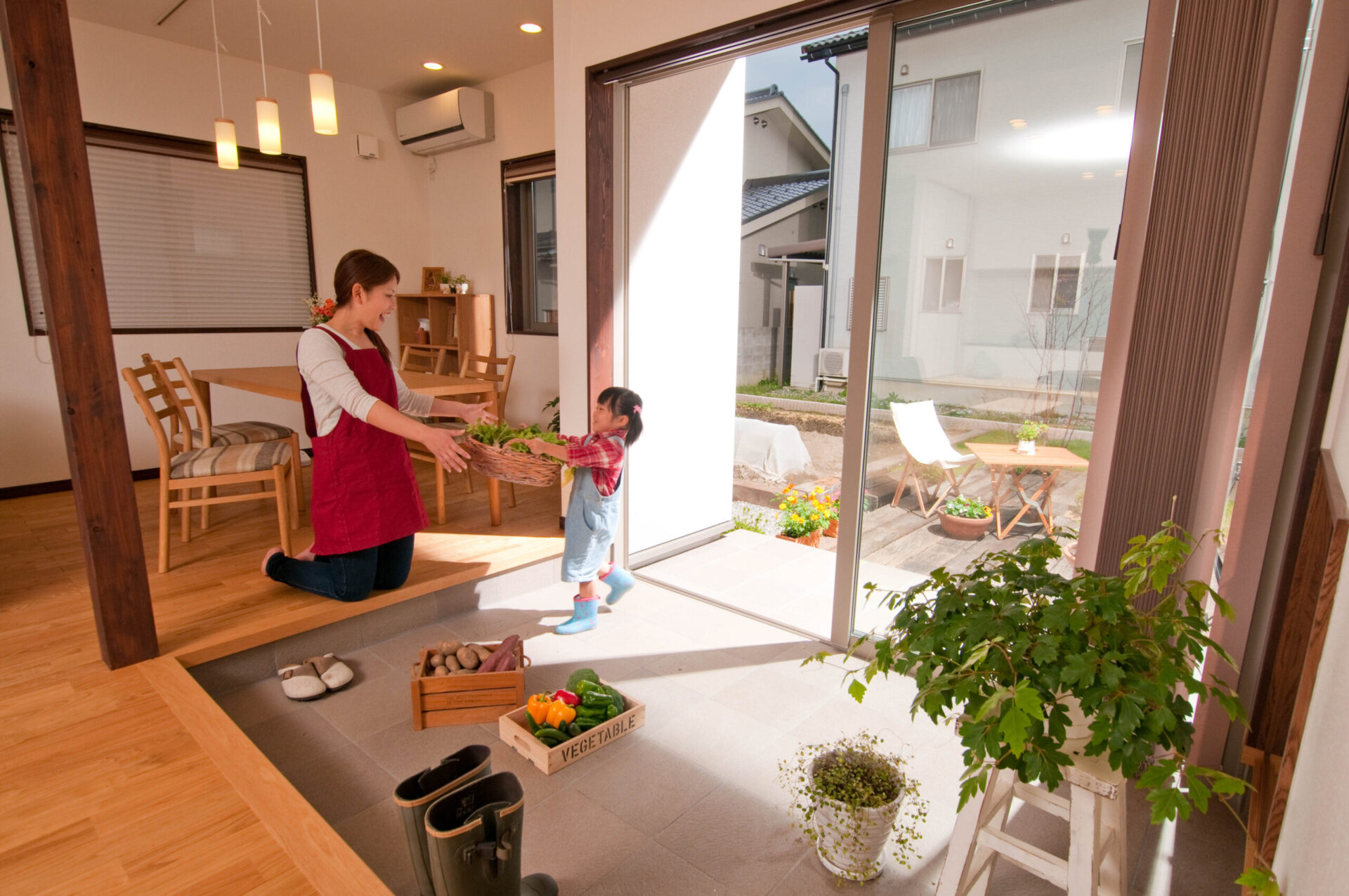 アウトドア用品を収納できる大収納空間