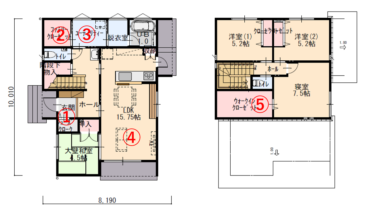 テラスでくつろげる二階建ての家
