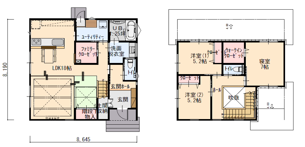ダウンリビングが特徴的な開放感抜群の家