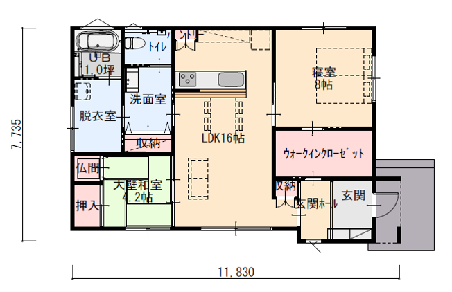 コンパクトながら開放感のある平屋の家