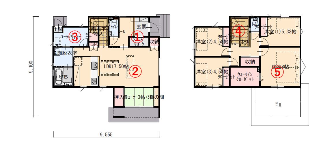 LDKに畳コーナーを併設して広々空間のある開放的な家