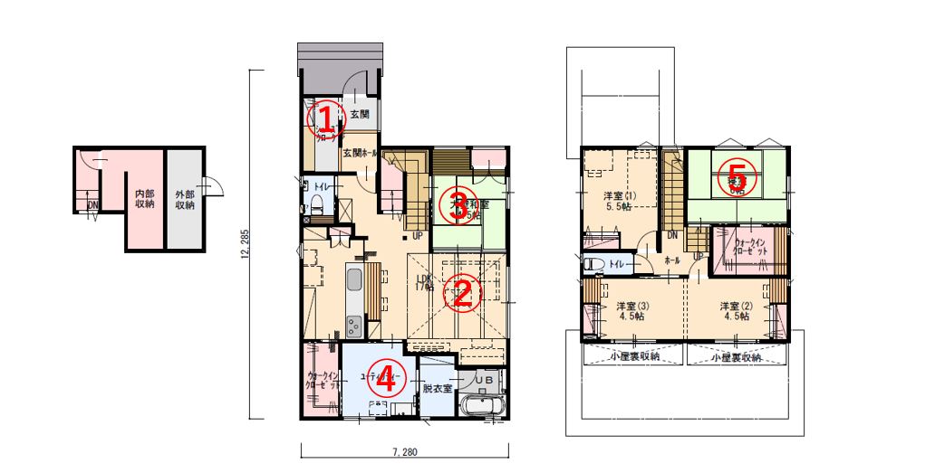 シューズクロークやスキップ和室などこだわりの詰まった家