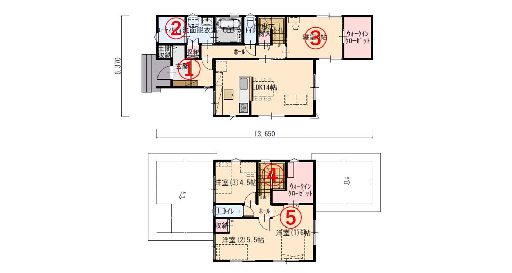 1階に寝室とウォークインクローゼットを採用した1階でも生活が完結できる家
